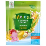 Каша молочная, Heinz (Хайнц) 250 г 5 злаков с бананом и яблоком с 6 мес