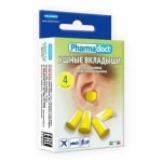 Беруши, Pharmadoct (Фармадокт) 4 шт вкладыши ушные противошумовые мягкие полиуретановые