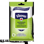 Салфетки влажные, Kleenex (Клинекс) 10 шт антибактериальные Бережная защита