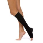 Чулок компрессионный кругловязаный, р. 1 ЧККВ ЦК до колена 1 класс компрессии с открытым мыском черный