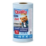 Скраб-cалфетки, Qualita (Квалита) 70 шт Делюкс 2в1 антижир рулон